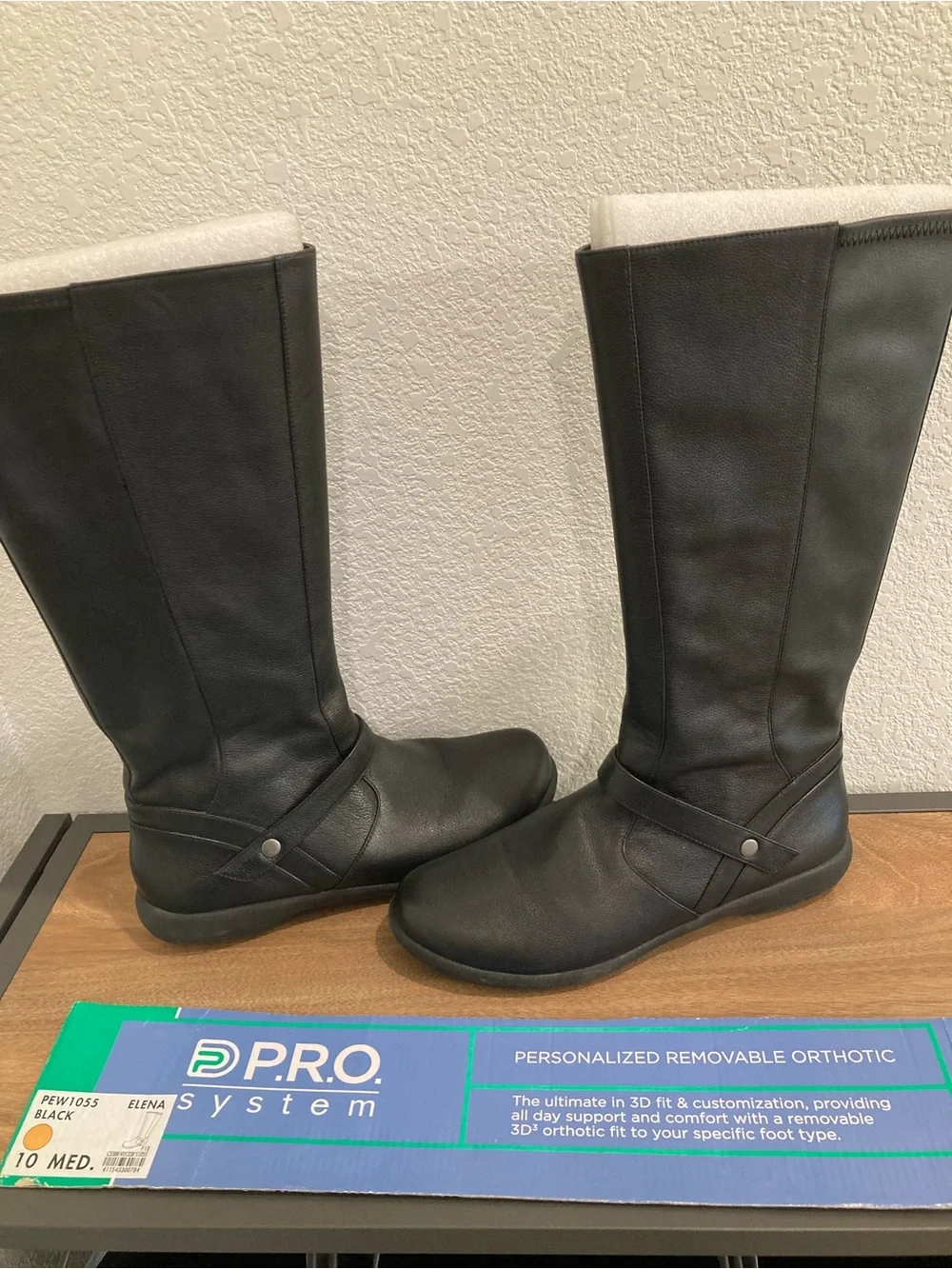 ABEO Elena Black Leather Riding Boots Size 10